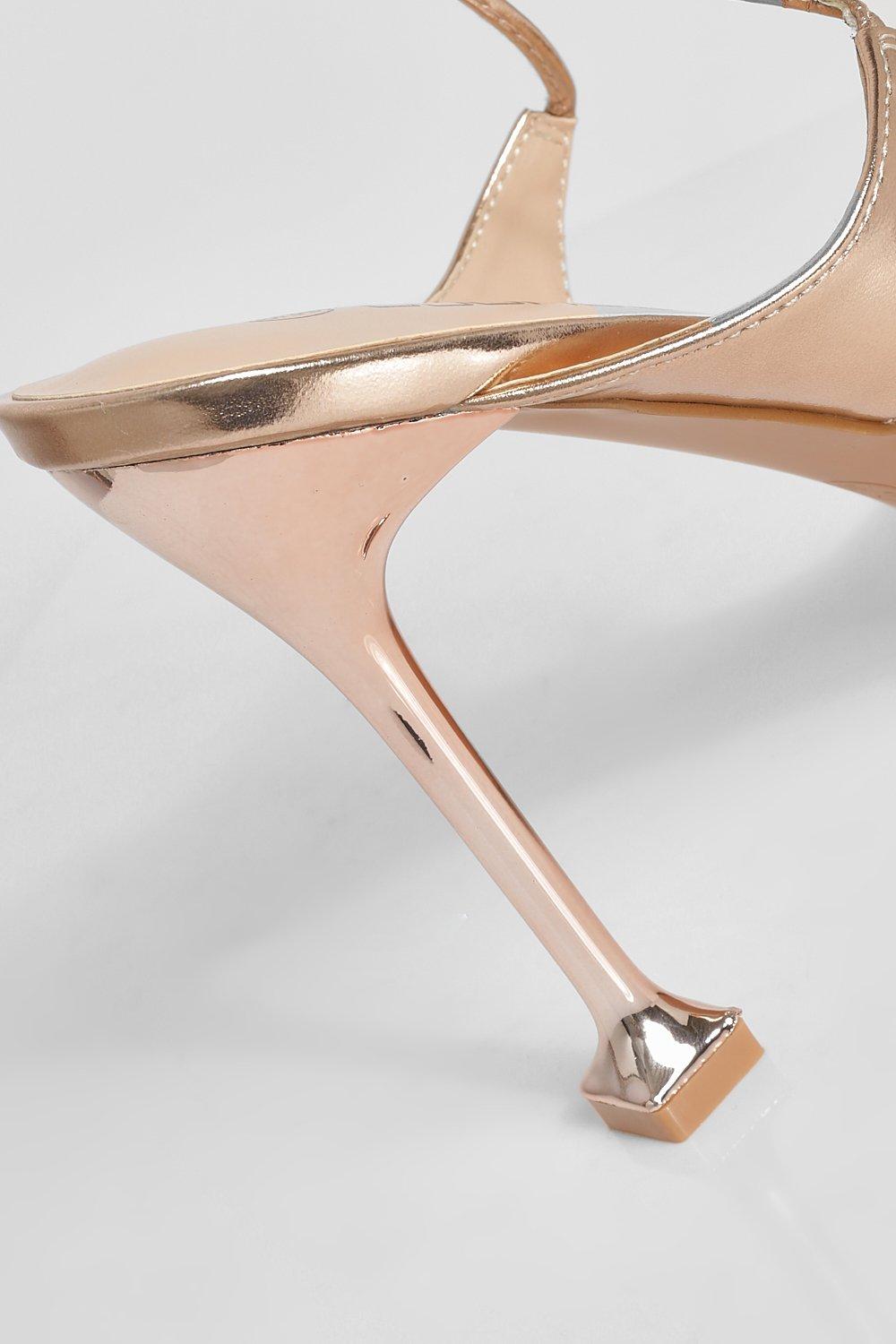 Metallic Double Strap Wrap Up Heel